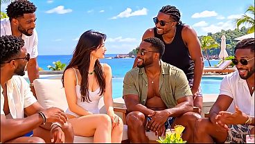Coreana Vadia Foge pra Praia com Seus Amigos Negões e Dá Buceta e Cu pra Todos no Hotel [Gerado por IA]